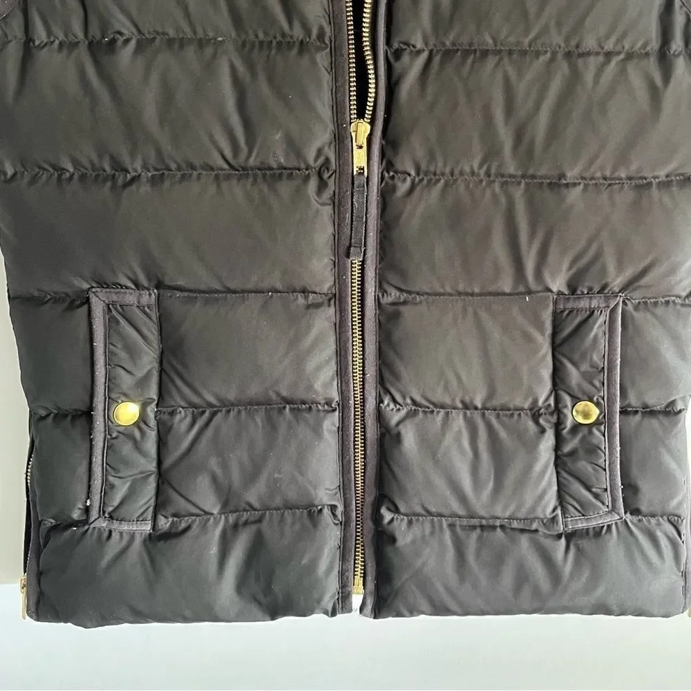 J. Crew Black Puffer Vest with Gold Hardware